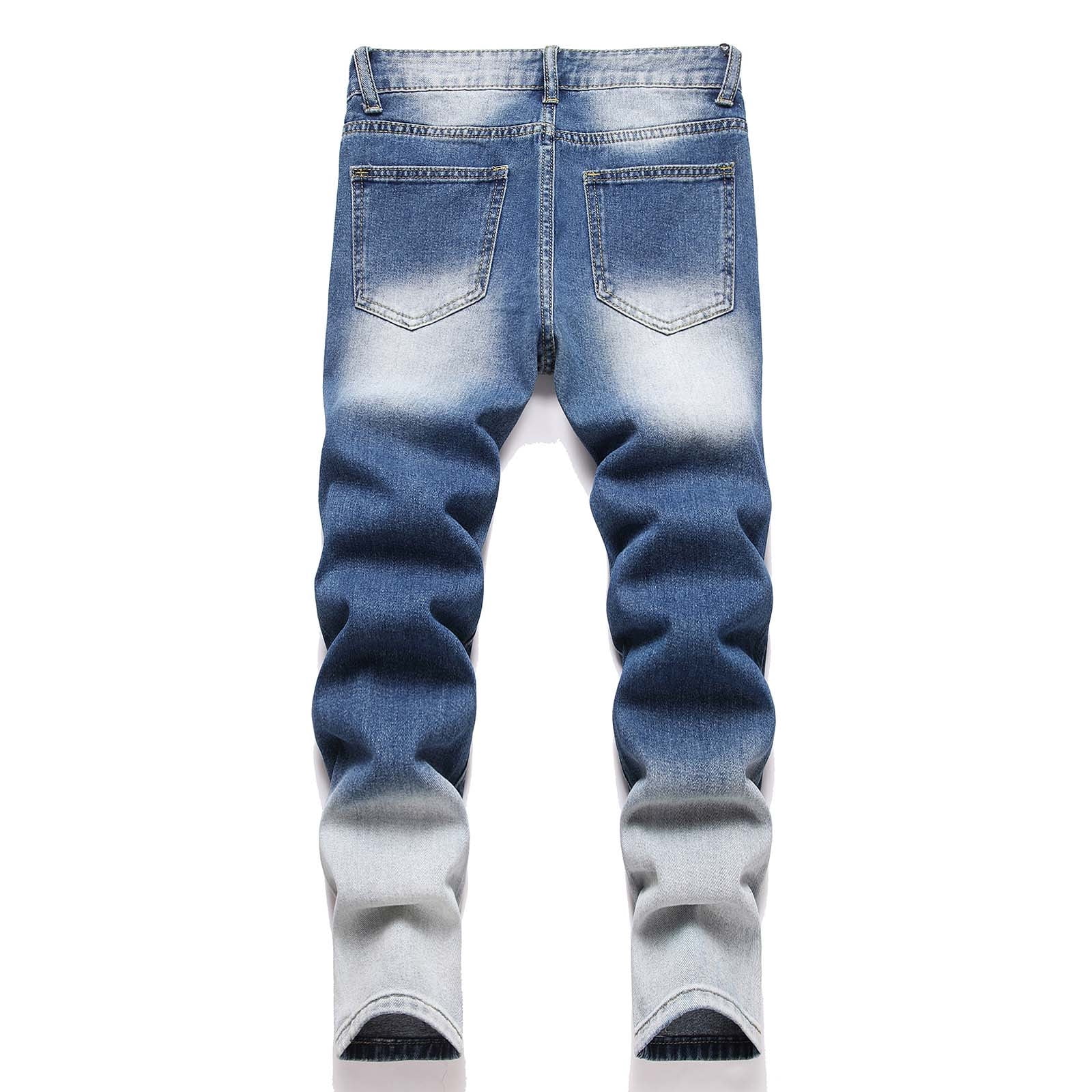Wdgfv Boys' Jeans Boys Pants Distressed Jeans High Street Fashion Casual Trousers for Kids Comfortable Stretch Denim Wear Spring Autumn Blue 10-13 Years