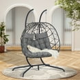thumbnail image 4 of Oversized 2 Person Egg Chair, Outdoor Garden Large Wicker Egg Basket Lounge Chair with Stand and Cushions for 2, Patio Chaise Basket Egg Chair for Patio Balcony Garden, 4 of 7