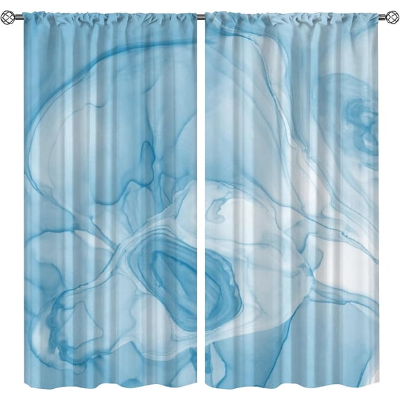 Renaiss Marble Texture Blackout Rod Pocket Curtains, Abstract Liquid Art Thermal Insulated Window Drapes for Bedroom, Dust-Proof Easy to Clean Curtains for Living Room Kitchen Dining-W42xL63in