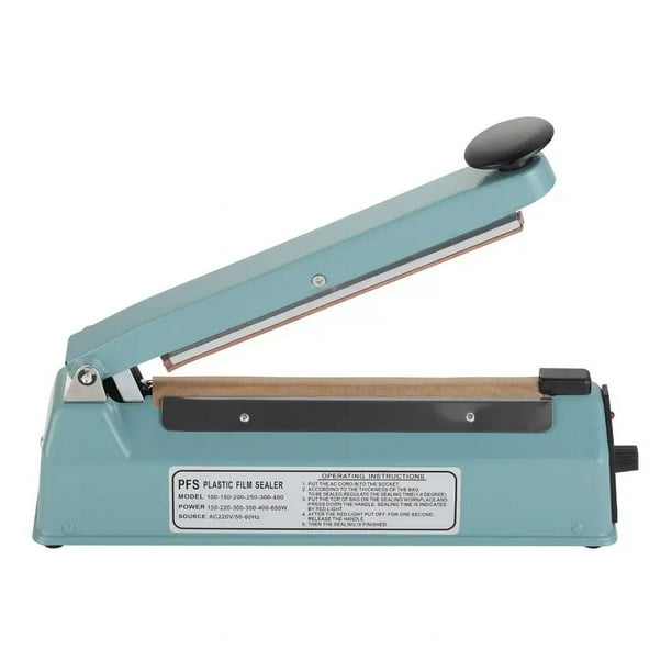 Sellador de impulso, máquina selladora de calor manual para bolsas de plástico, selladores de bolsas retráctiles, máquina de sellado resistente, sellado de 0.197 in (azul)