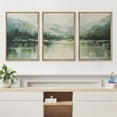 thumbnail image 2 of PixonSign Framed Canvas Print Wall Art Set Emerald Green Watercolor Mountain Range Forest Nature Wilderness Illustrations Modern Art Decorative Rustic Relax/Calm Colorful - 24"x36"x3 Natural, 2 of 5