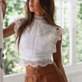 thumbnail image 4 of BODOAO Women's Eyelet Top Summer Open Back Crop Elegant Tank Tops Sleeveless Lace Trim Ruffle Cute Blouses Concert Outfits for Women Plus Size Casual Going out Boho Clothing White XL, 4 of 9