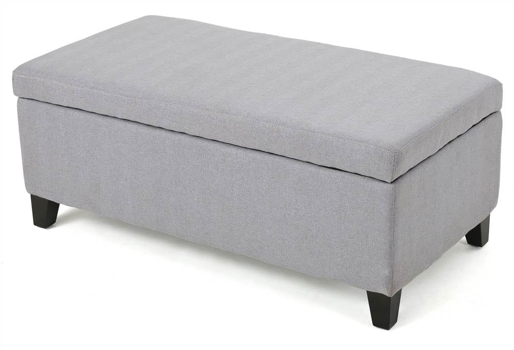 Upholstered Storage Ottoman in Light Gray