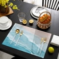 thumbnail image 3 of Blue Coastal Wave Placemats Set of 6, Summer Modern Ocean Beach Placemats for Dining Table, Place Mats for Kitchen Tabletop, Waterproof Wipeable Dining Table Mats Set, 3 of 9