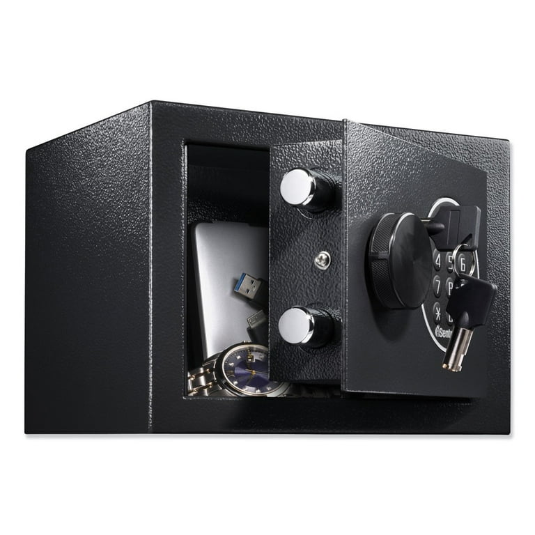 Electronic Security Safe, 0.14 cu ft, 9w x 6.6d x 6.6h, Black Electronic Security Safe, 0.14 cu ft, 9w x 6.6d x 6.6h, Black