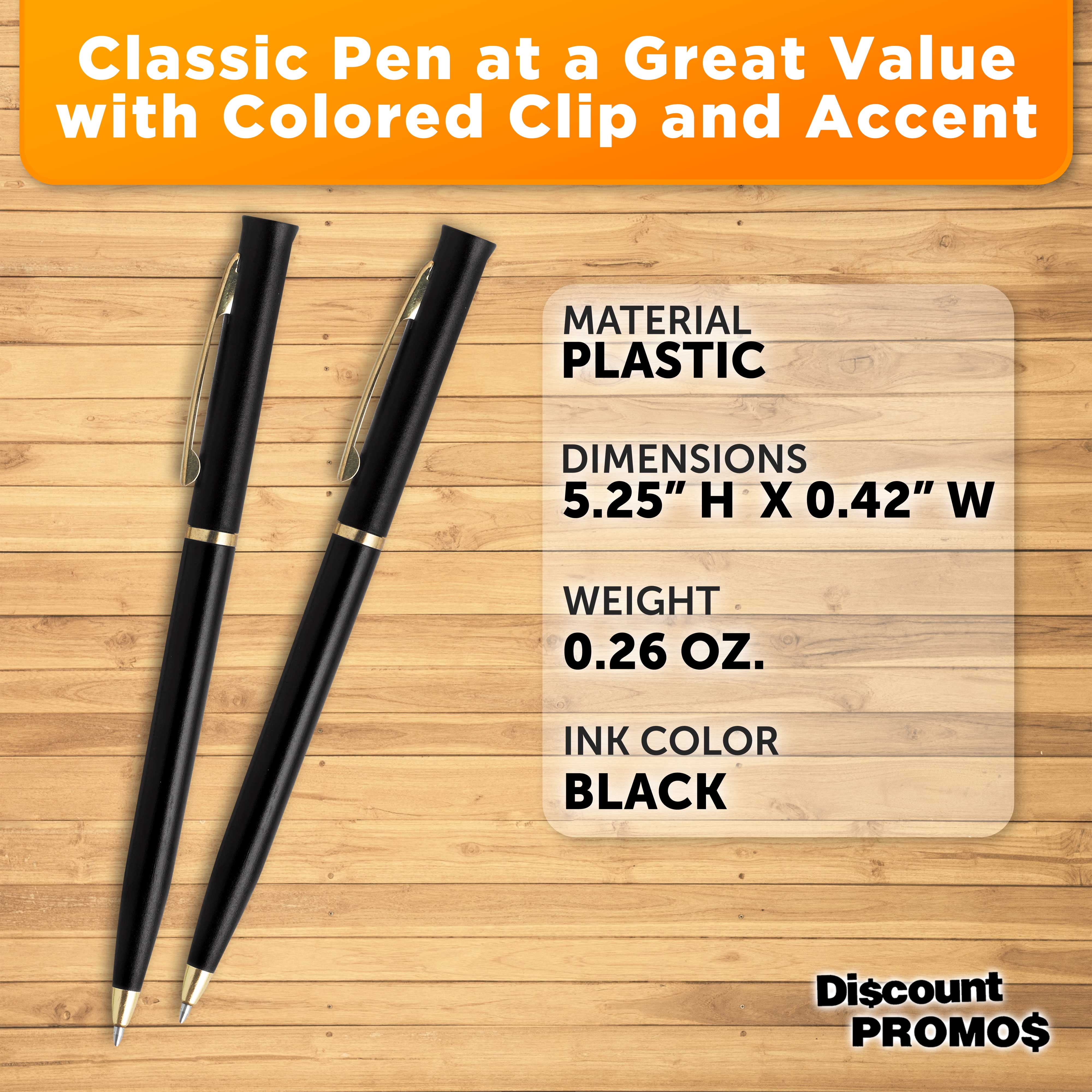 10 Alston Hotel Pens Pack - Ballpoint, Gold Metal Accent - Black