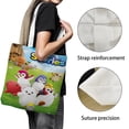 thumbnail image 3 of BadanamuBolso de tela con estampado de lienzo para mujer, bolsa de compras reutilizable y estética, con cremallera interior, regalo para mujer,40*45cm., 3 of 6