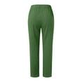 thumbnail image 6 of Huesdet Women's Comfy Casual Pants Cotton Linen Elastic Waist Drawstring Long Straight Pants Solid Lounge Trousers with Pockets(Green,XL), 6 of 6