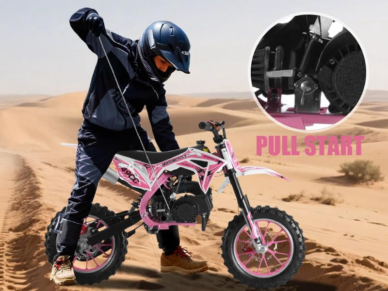 Xinwanna 50cc Kids Dirt Bike,Toddler Gas Power Motocross Off Road Mini Motorcycle Vehicles Children Pocket Motorbike with Front Rear Disc Brakes Ideal Birthday for 8-15 Boy Girl