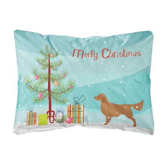 Carolines Treasures BB2922PW1216 Golden Retriever Merry Christmas Tree Canvas Fabric Decorative Pillow, 12H x16W,