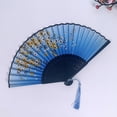 thumbnail image 4 of Hand Fans for Women, 8 in Bamboo Structure, Hand Fans for Women Foldable, Personal Cooling, Butterfly Decor, Blue Fabric, Party Events, 1 Pc, 4 of 8