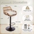 thumbnail image 3 of Villeston Rattan Bar Stools Set of 4,Adjustable Height 360 Swivel Low Back Stools with Footrest Breathable Linen Cushions,Beige, 3 of 6