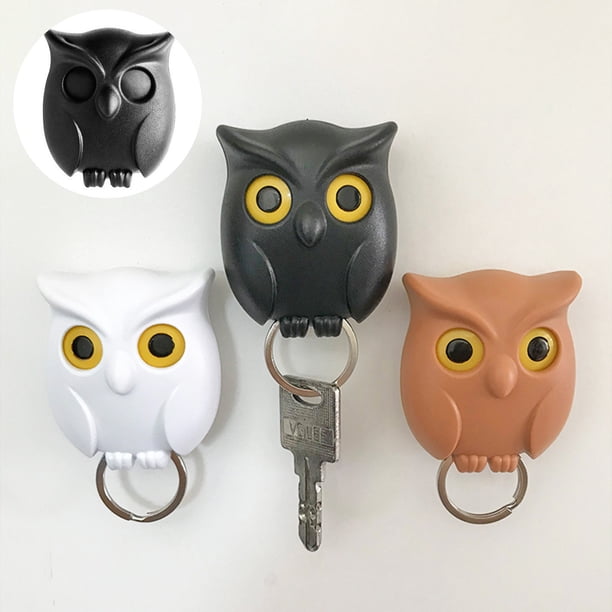 Teissuly Key Holder Cute Owl Wall Key Holder, Magnetic Night Owl Keying Holder with Automatic Open Close Eyes Owl Key Hooks Wall Mounted Teissuly WER202310169018