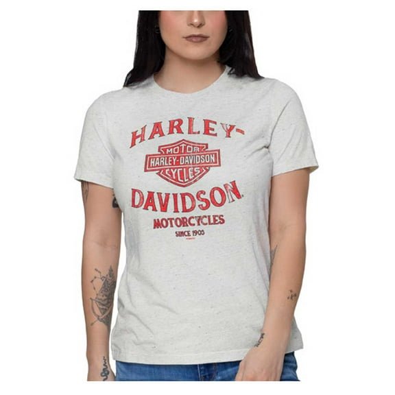 Harley-Davidson Women's Detail Bar & Shield Crew-Neck Short Sleeve T-Shirt (S), Harley Davidson