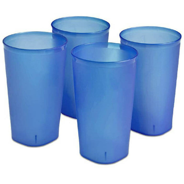 Sterilite Tumblers Plastic Drinking Glass Cups 20 Ounce Blue Tint, Set of 8  