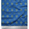thumbnail image 1 of Soimoi Blue Cotton Jersey Fabric Artistic Floral Print Fabric by the Yard 58 Inch Wide, 1 of 3