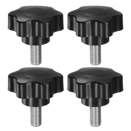 

Uxcell 4 Pieces Star Knobs M10 x 20mm 304 Stainless Steel Threaded Stud 46mm 6-Star Head Clamping Thumb Screw Black