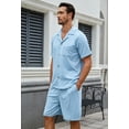 thumbnail image 4 of U2SKIIN Mens Pajamas Set, Lightweight Button-Down Short Sleeve Sleepwear 2-Piece for Men (Grey Blue, 2XL), 4 of 4