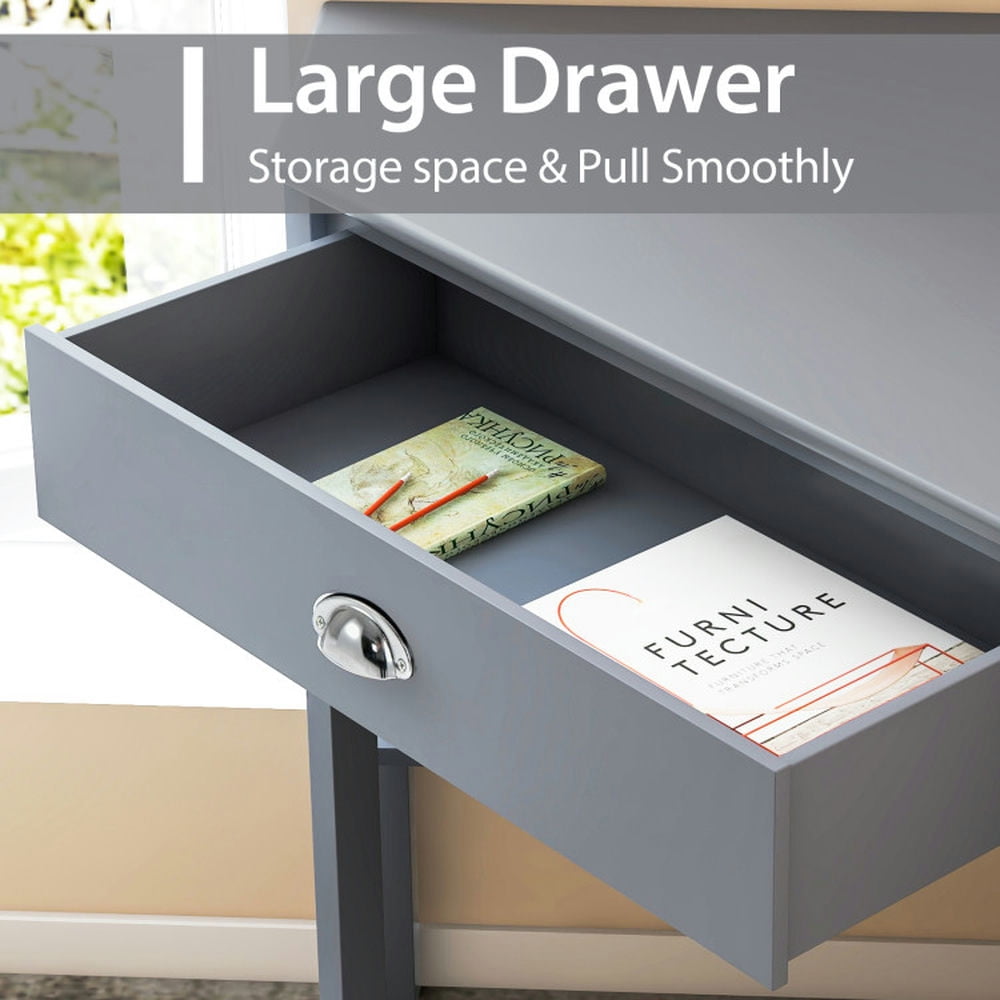 Demi Bonn Corner Wooden Piece Laptop Computer Desk, Small Home Office Desk Study Writing Table, White