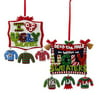 2 Assorted 4 Inch Clay Dough Ugly Sweaters Sign with Dangle Sweaters Christmas Ornaments
