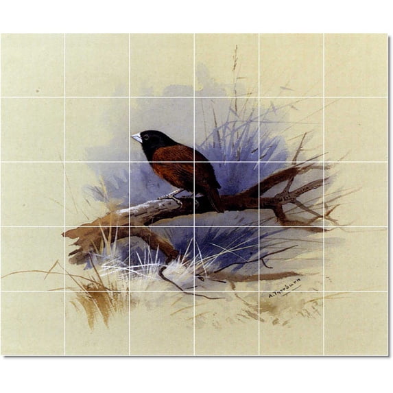 Ceramic Tile Mural-Archibald Thorburn Birds Painting 4. 36" w x 30" h using (30) 6 x 6 ceramic tiles