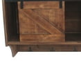 thumbnail image 4 of Benjara BM209120 20 x 11 x 40 in. Wooden Wall Storage with 2 Sliding Door & 5 Metal Hooks, Brown, 4 of 5