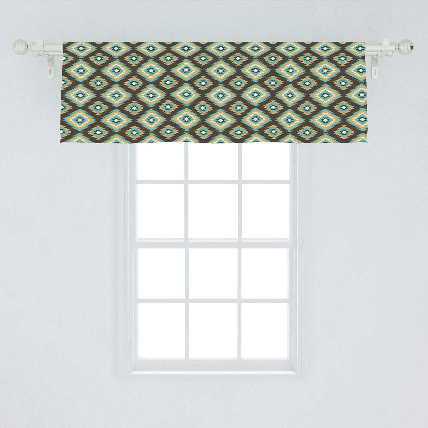 Southwestern Window Valance, Rhombus Shapes with Zigzag Details ...