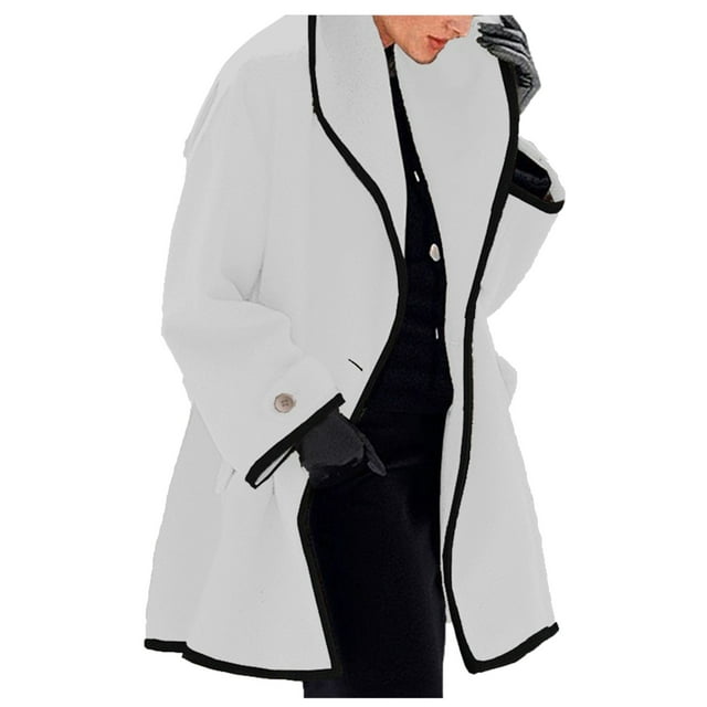 Plus Size Winter Long Overcoat Women Warm Wool Blend Trench Jacket Loose Fit Cardigan Style Outerwear For Cold Weather