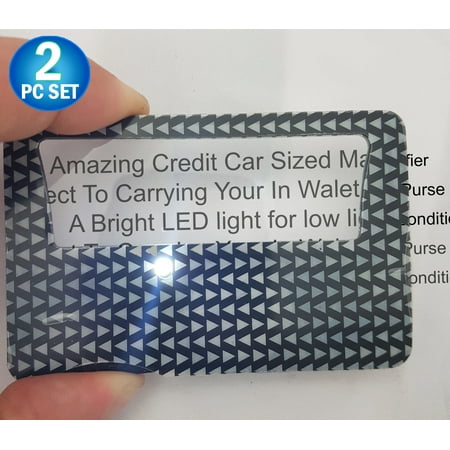 2pc - Credit Card Size Handheld LED Reading 3x Magnifier