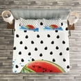 thumbnail image 3 of Ambesonne Watermelon Quilted Bedspread Set 3 Pcs, Fruit on Water, King Size, Multicolor, 3 of 3