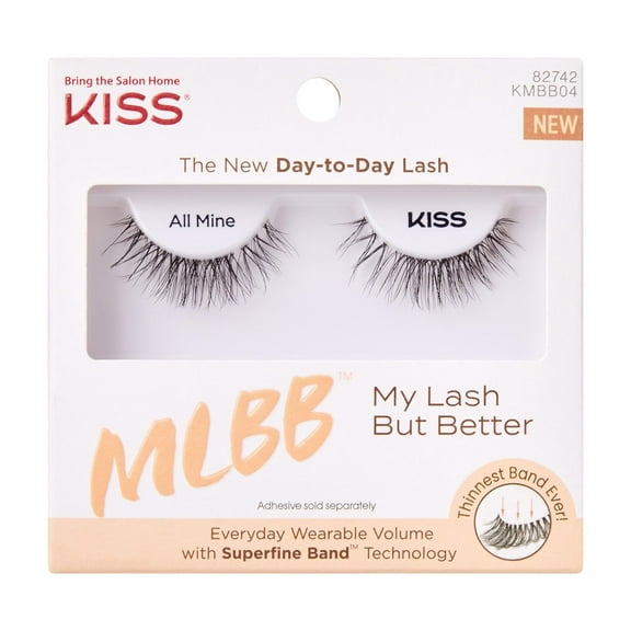 KISS My Lash but Better False Eyelashes, Strip Lashes, All Mine, Black, 10mm, 1 Pair