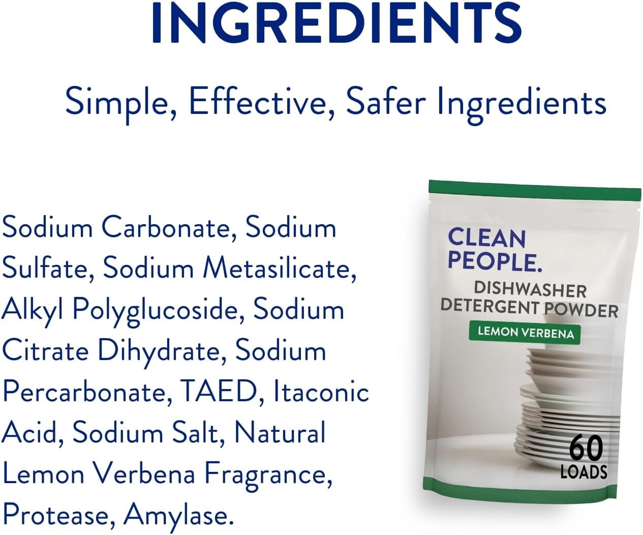Dishwasher Detergent Powder | Cuts Grease and Rinses Sparkling Clean | Residue-Free (30 Ounce, Lemon Verbena)