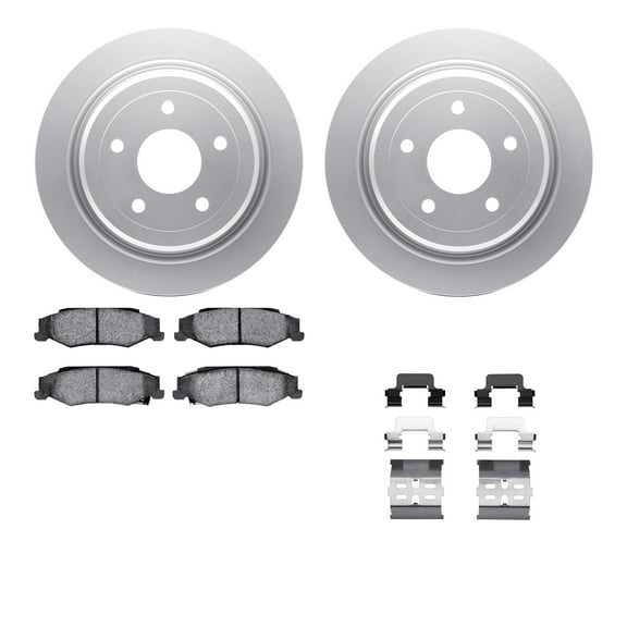Dynamic Friction Company Rear Geospec Brake Rotors with 5000 Advanced Brake Pads includes Hardware 4512-46061