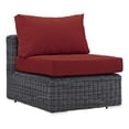 thumbnail image 1 of Modway Summon Aluminum and Rattan Patio Armless Sofa Chair in Canvas/Red, 1 of 3