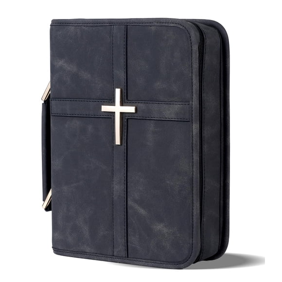 Funda para la Biblia HFLZBRO de piel vegana con bolsillo para teléfono, color negro