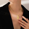 thumbnail image 3 of TANGPOET S925 Sterling Silver Gold Plated Saint Andrew Medal Necklace, Double Sided Oval Pendant with CZ for Men Women, 3 of 6