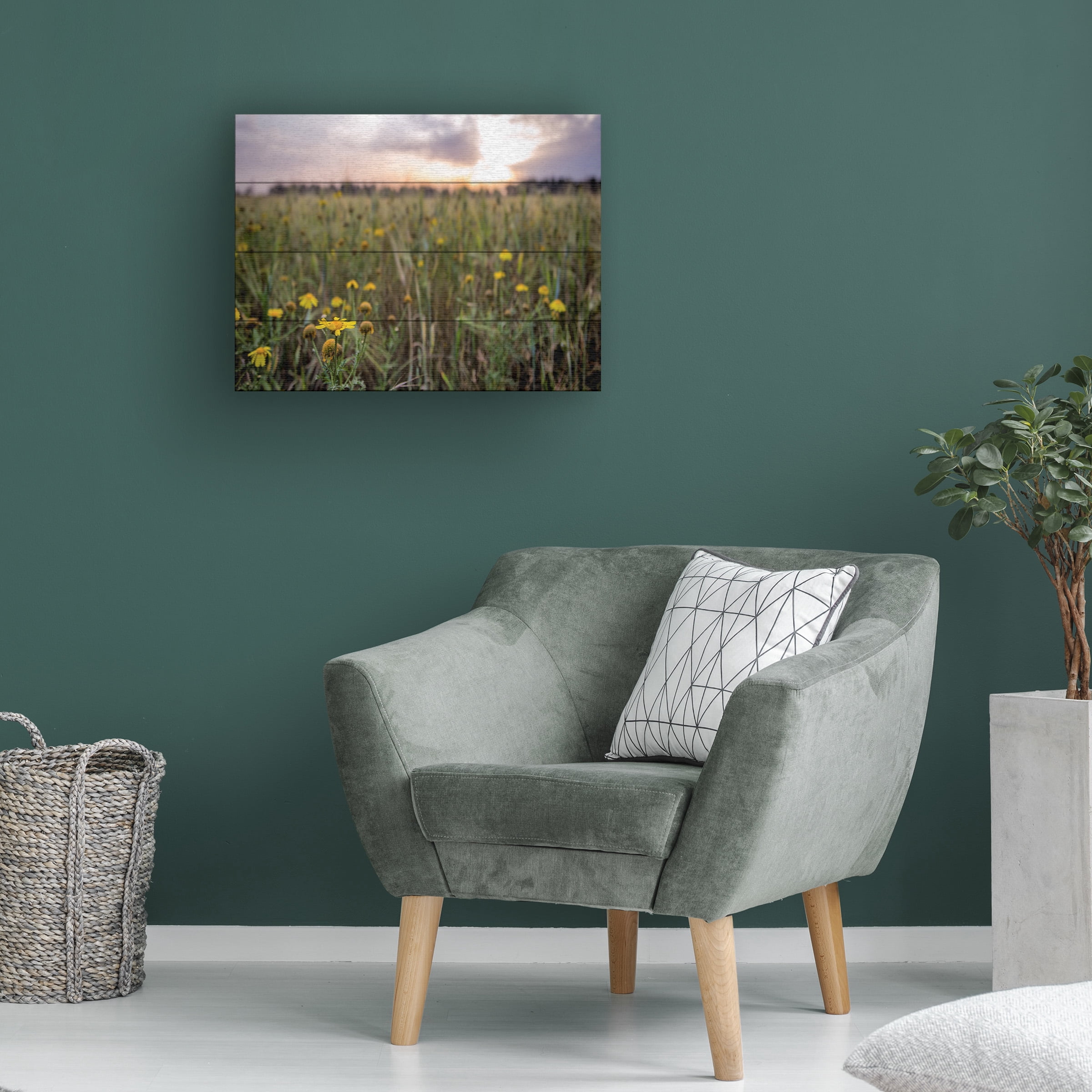 Giuseppe Torre 'Flowers In The Sunset' Wood Slat Art 12x16