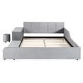 thumbnail image 4 of Bellemave Queen Size Velvet Upholstered Bed With Bedside Desk and Stool Queen Bed Frame with Headboard and Side Rails  Low Platform Bed, No box Spring Needed, Gray, 4 of 10