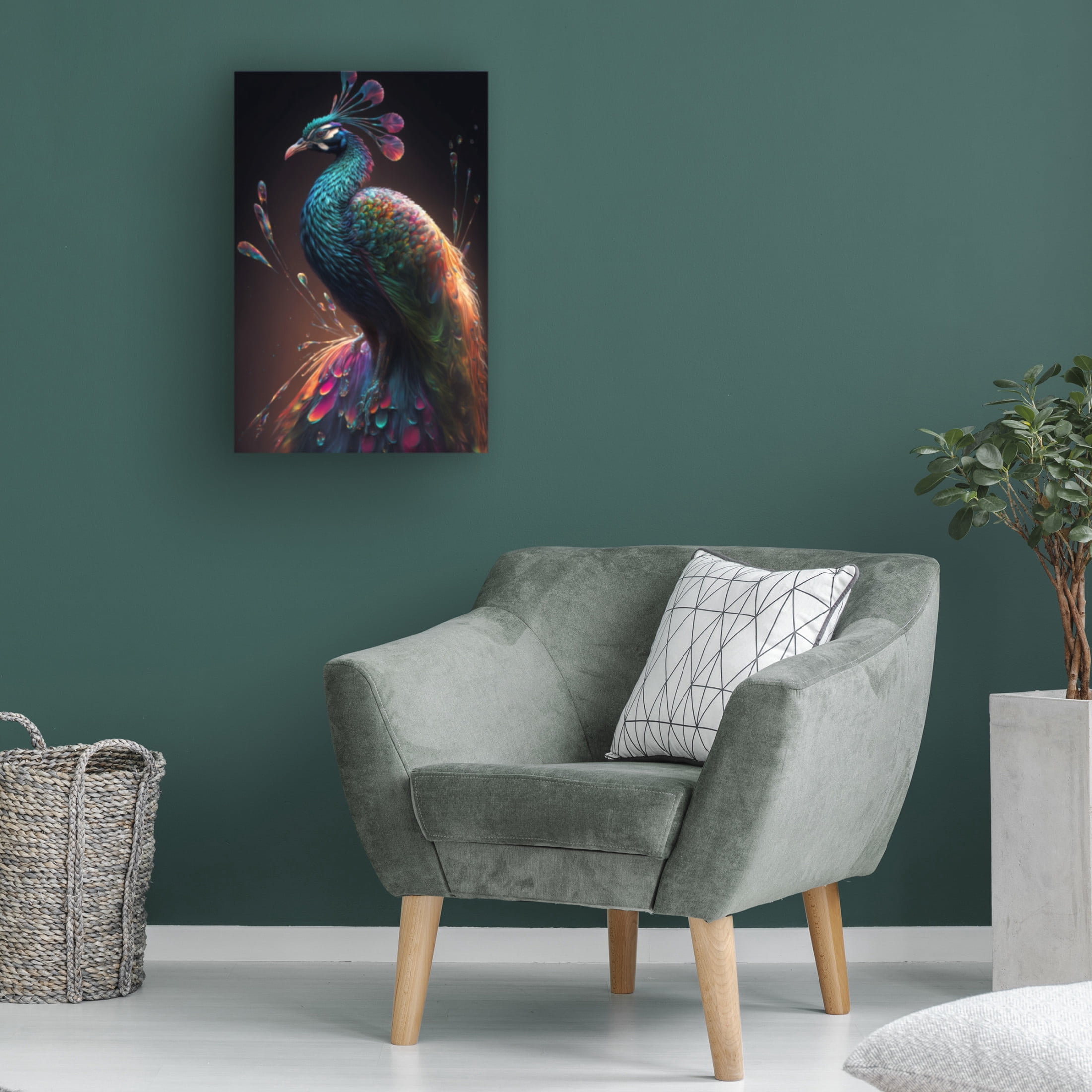 Canvas Wall Art - Ray Heere 'Proud Peacocks 29' Wall Art for Living Room, Bedroom, or Office Décor by Trademark Fine Art - 30 x 47 Inches