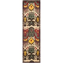 SAFAVIEH Ikat Anderson Southwestern Wool Runner Rug, Cream/Brown, 2'3" x 8'
