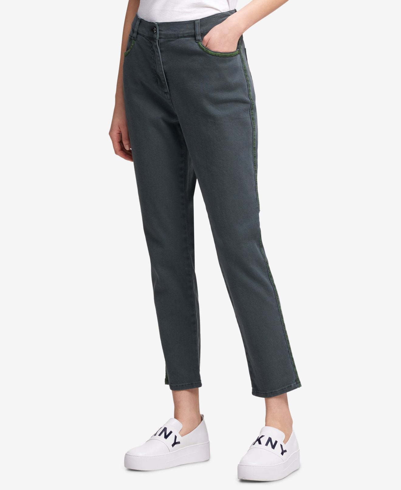DKNY - Dark Womens Embroidered-Trim Stretch Jeans 30 - Walmart.com ...