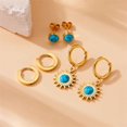 thumbnail image 3 of SPEKSEE 3 Pairs Turquoise Stud Earrings Small Geometric Oval Round Flower Earrings  Cut Shape Square Studs Turquoise Jewelry, 3 of 5