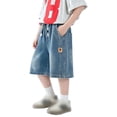 thumbnail image 3 of Fozruso Boys Elastic Waist Denim Shorts With Pockets Summer Casual Wear For Kids Jean Shorts for Boys(Blue), 3 of 7