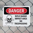thumbnail image 5 of (2 Pack) Rifle Range Impact Area No Trespassing OSHA Danger Sign 24 Inch X 18 Inch Indoor / Outdoor Rust-Free Aluminum Metal Signs for Workplace, Workshop, and Construction Site, Made, 5 of 8