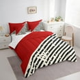 thumbnail image 3 of Erosebridal Geometric Minimalist Triangle Bedding Sets King Size,Geometrical Stripes Lines Comforter Sets with Sheets,Red Black Bed in a Bag King Size,Microfiber Bedroom Decoration Reversible,7-Piece, 3 of 7