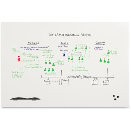 Best-Rite Elemental Frameless Markerboard, Porcelain Steel, White Glossy, 72 x 48 x 1/8