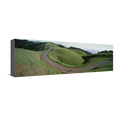 Marin Bolinas Ridge - Person Cycling on the Road, Bolinas Ridge, Marin County, California, USA Stretched Canvas Print Wall Art