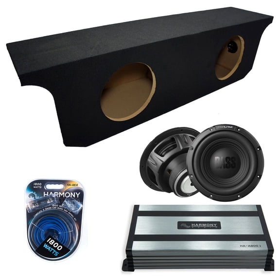 Harmony Audio Alpine fits 07-18 Jeep Wrangler 4 Door W10S4 Dual 10" Subwoofer 500W Sealed Sub Box | HA-A800.1 Amplifier, 4GA Amp Kit