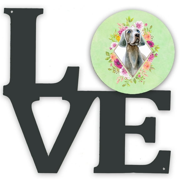 Carolines Treasures CK4351WALV Weimaraner Green Flowers Metal Wall Artwork LOVE 12X12 multicolor