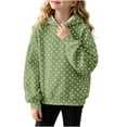 thumbnail image 2 of Xaqiouau Girls Polka Dot Hoodie Sweatshirt Long Sleeve Pullover Casual Hooded Top Fall Winter School Everyday Outfits Girls Clothes, 2 of 8
